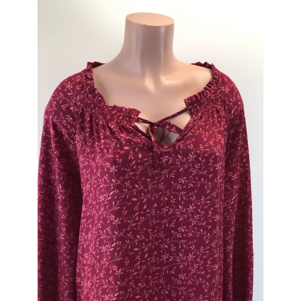 New Old Navy Women Light Dress  Plus Size 2XL Fit Flat Floral Long Sleeve - Picture 2 of 11